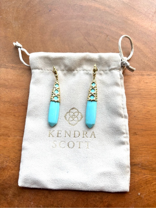 Kendra Scott Jewelry - Kendra Scott Turquoise Blue Gold Pointed Drop Earrings